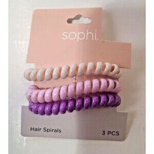 Sophi Spiral Jelly Hair Ties 3 pack Pink Purple Light Pink NEW